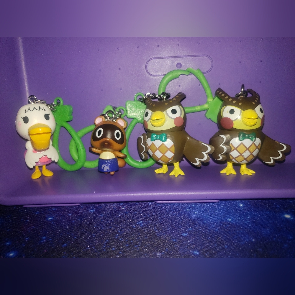 Animal Crossing Pelly The Pelican,Blathers Owl,Tom Nook Backpack Clips -Nintendo